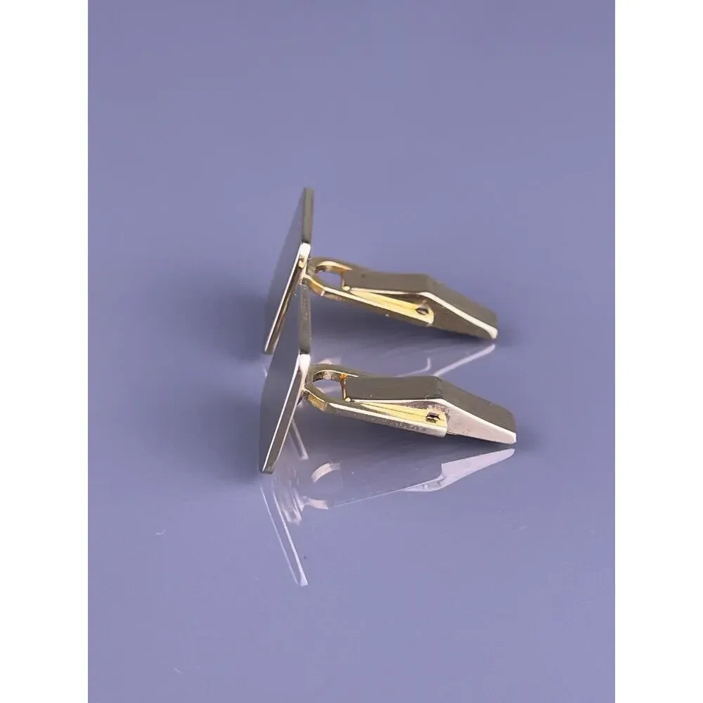 Plain Simple Square Cufflinks Gold Tone Polished Finish Formal Vintage